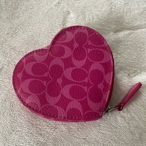 Pink heart coach coin pouch